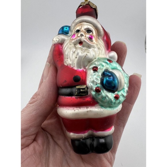 Vintage Home Decorative Blown Glass Santa Claus Christmas Tree Ornament‎ 4" - Picture 4 of 6